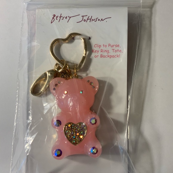 BETSEY JOHNSON NIP LARGE PINK GUMMIE BEAR KEYCHAIN/PURSE CHARM - Picture 3 of 12